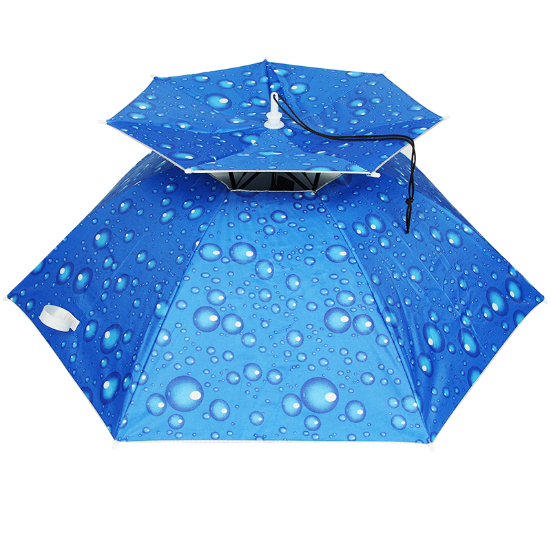 钓鱼伞帽头戴伞折叠头伞帽户外防风雨晒遮阳垂钓大号双层帽子雨伞图片