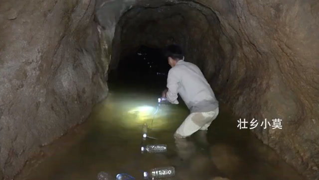 【视频】农村小莫去神秘山洞搞野，制作的长江钓捕鱼效率真高，一晚上收获满满一桶鱼_视频封面