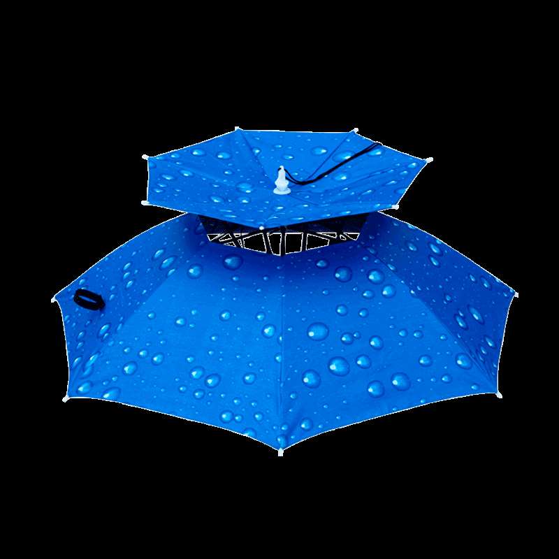 双层防风防雨钓鱼伞帽头戴式雨伞防晒折叠头顶雨伞帽户外遮阳垂11图片
